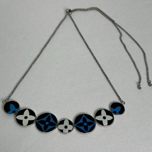 Louis Vuitton Multicolor Murakami Canvas Blue & White Necklace - Picture 2 of 5